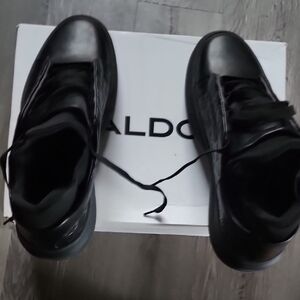 ALDO Men's Black Leather Lace-Up Sneakers - Casual Low Profile